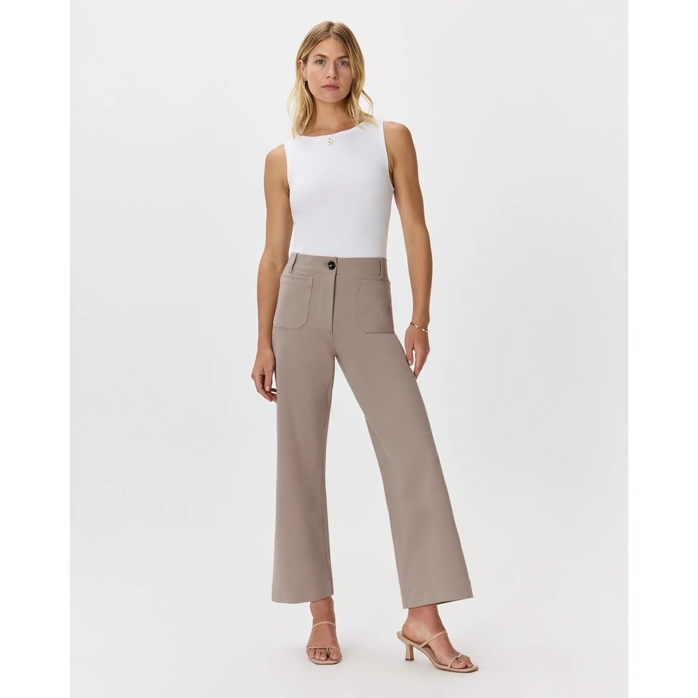 Quince Ultra Stretch Ponte Cropped Wide Leg Pants Sz 8 Morel Gray Quiet Luxary